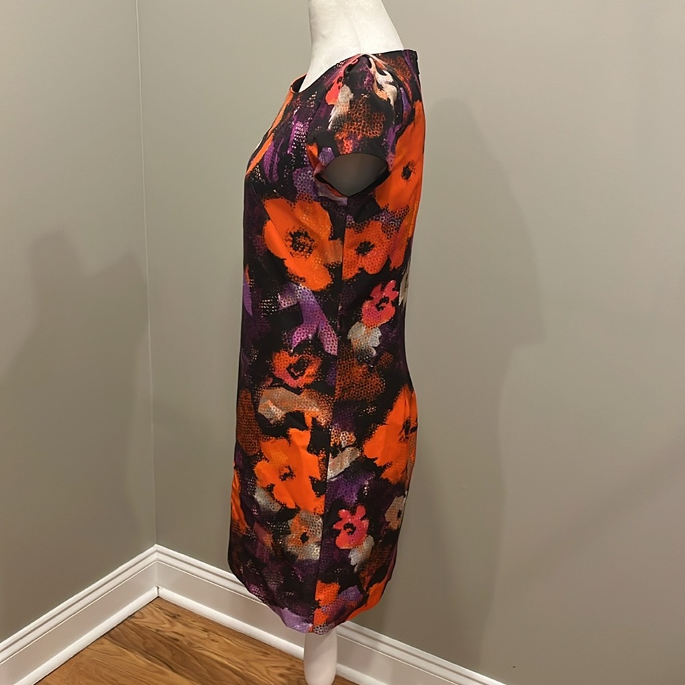 Milly Chloe Multicolor Floral Cap Sleeve Sheath Dress - Picture 4 of 8